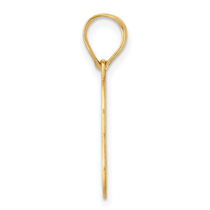 14K Yellow Gold Brushed Border Script Number 8 Pendant