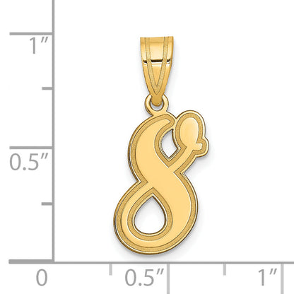 14K Yellow Gold Brushed Border Script Number 8 Pendant