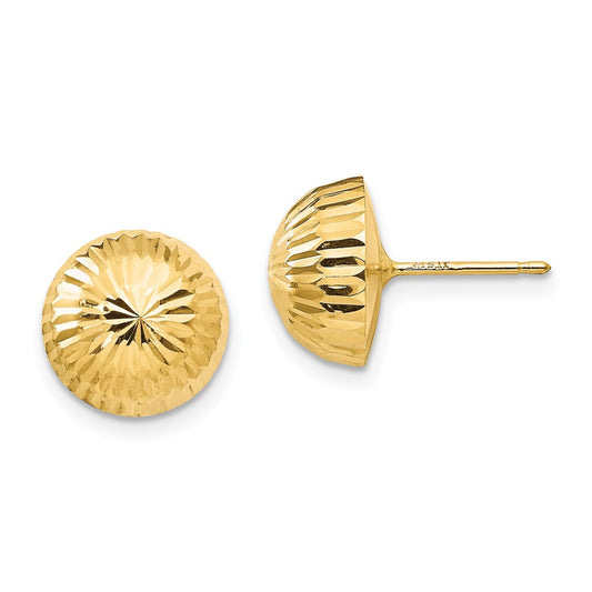 14K Yellow Gold Madi K Polished & Diamond-Cut 10mm Button Post Earrings