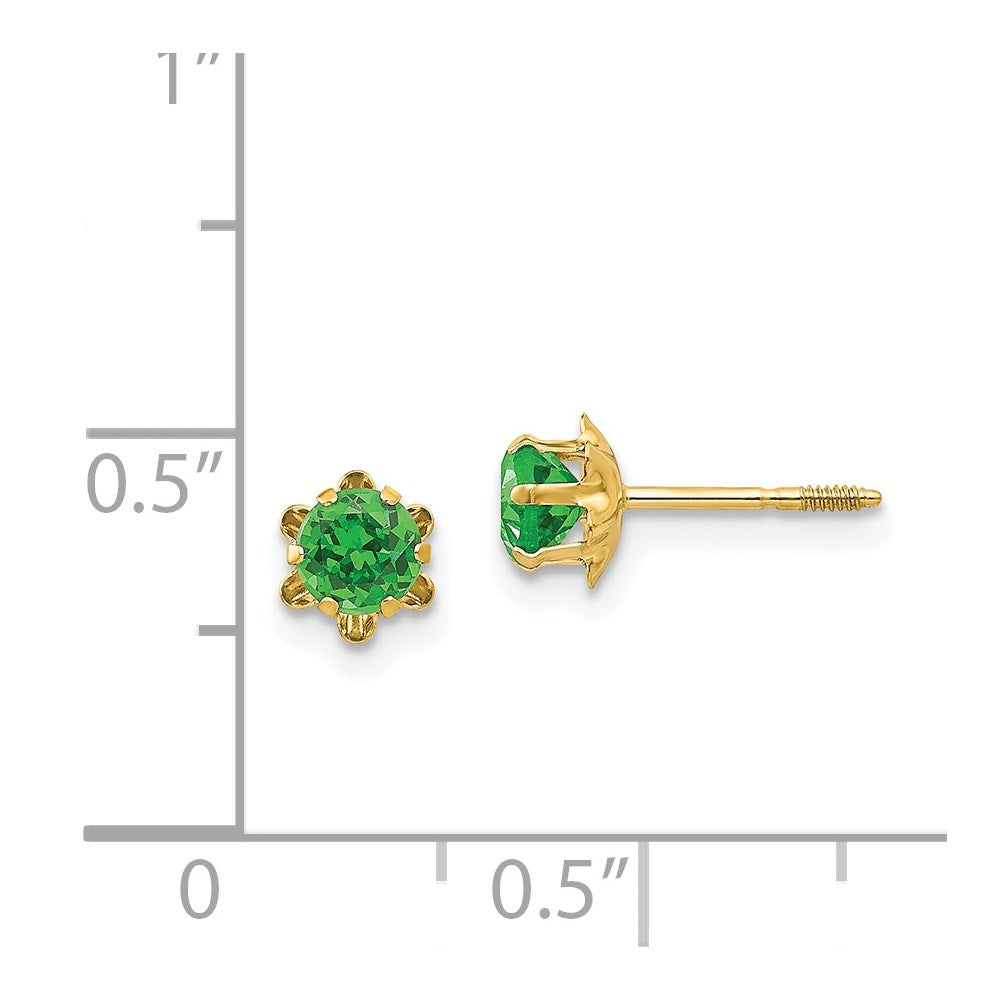 14K Yellow Gold Madi K 4mm Cz Birthstone (May) Screwback Earrings