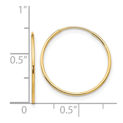 14K Yellow Gold Madi K 1mm Hoop Earrings