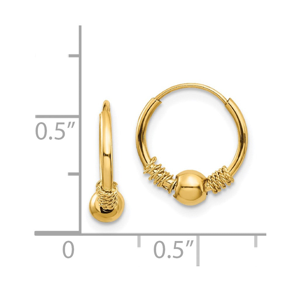 14K Yellow Gold Madi K Endless Hoop W/Bead Earrings