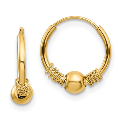 14K Yellow Gold Madi K Endless Hoop W/Bead Earrings