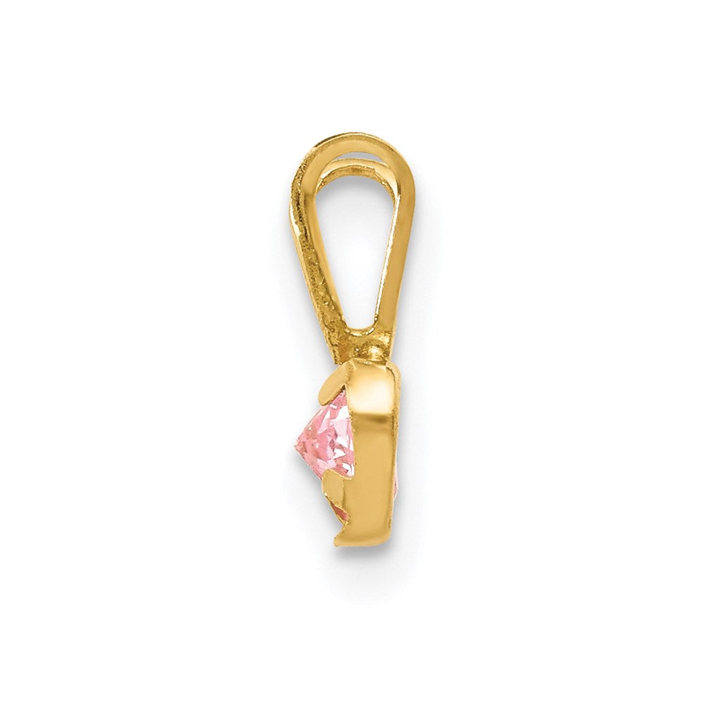 14K Yellow Gold Madi K Pink Cz Heart Pendant