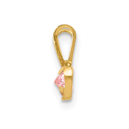 14K Yellow Gold Madi K Pink Cz Heart Pendant