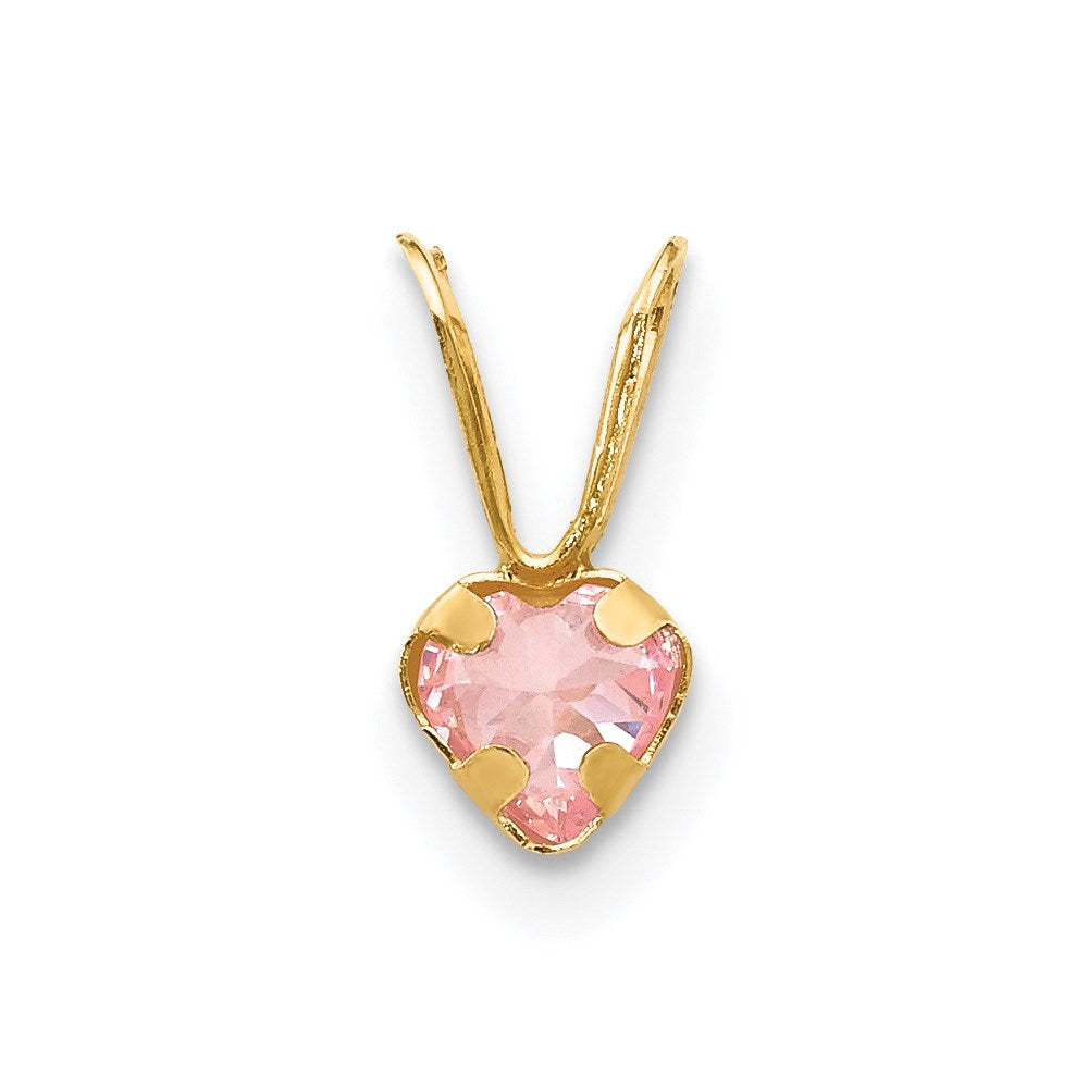14K Yellow Gold Madi K Pink Cz Heart Pendant