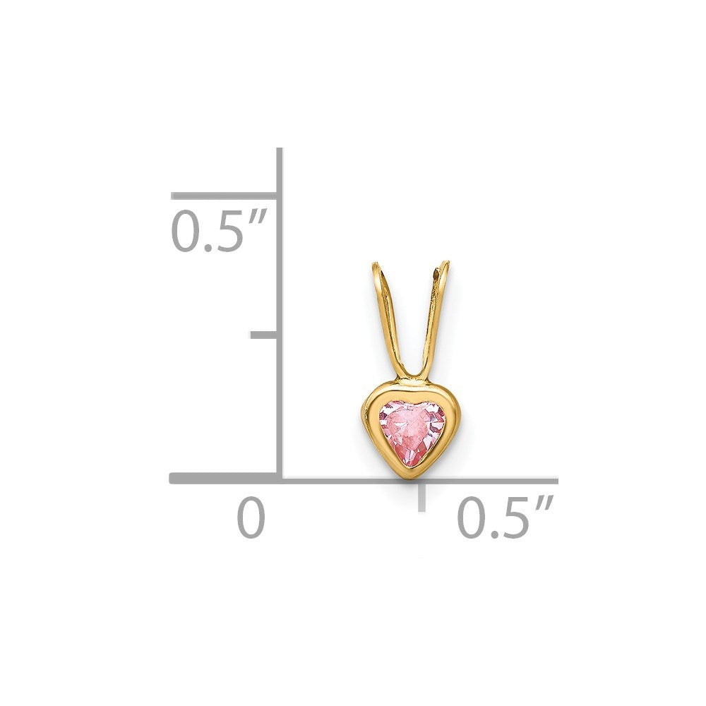 14K Yellow Gold Madi K Pink Cz Heart Pendant