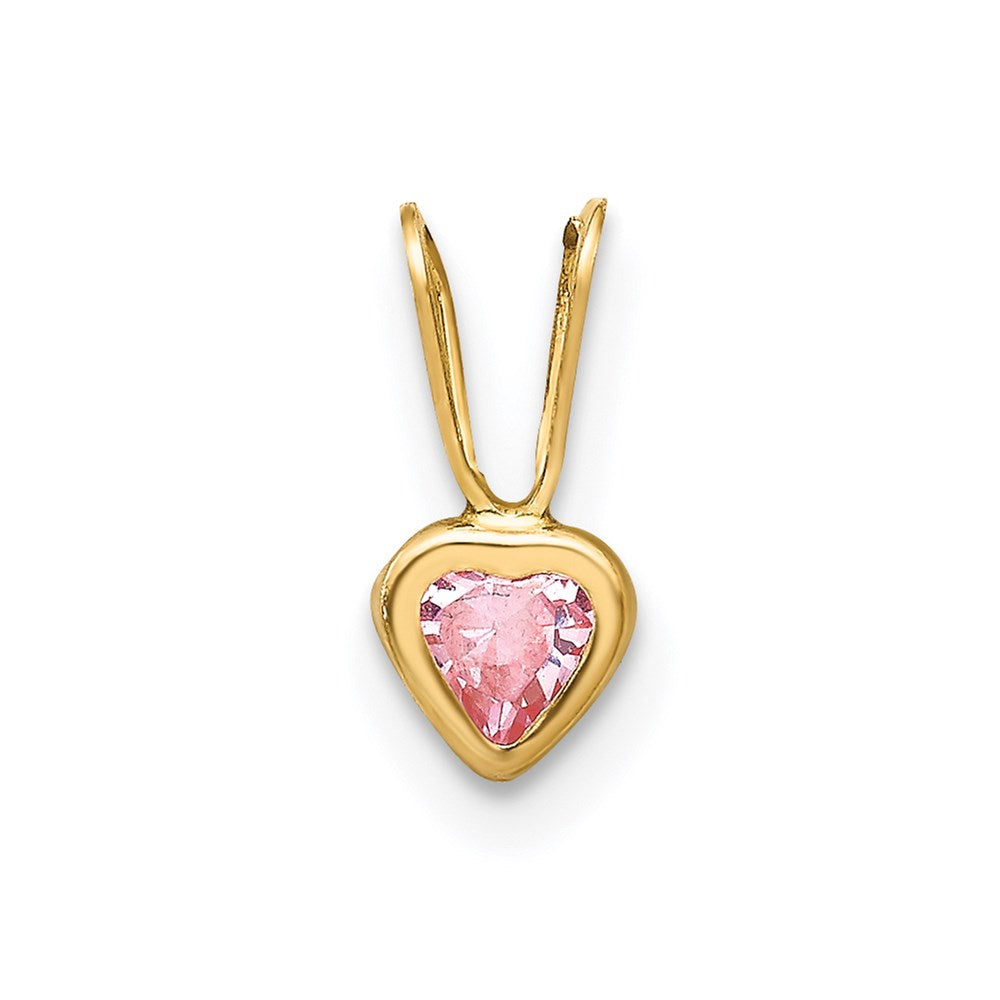 14K Yellow Gold Madi K Pink Cz Heart Pendant