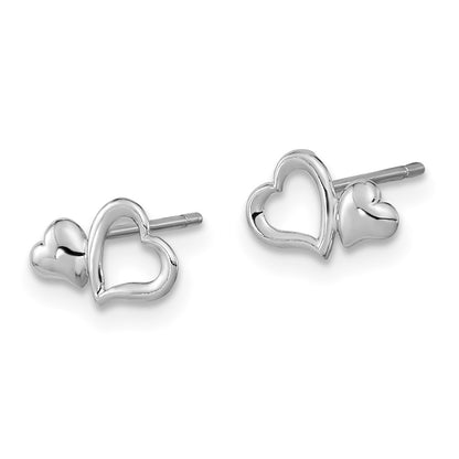 14K White Gold Madi K Heart Dangle Post Earrings