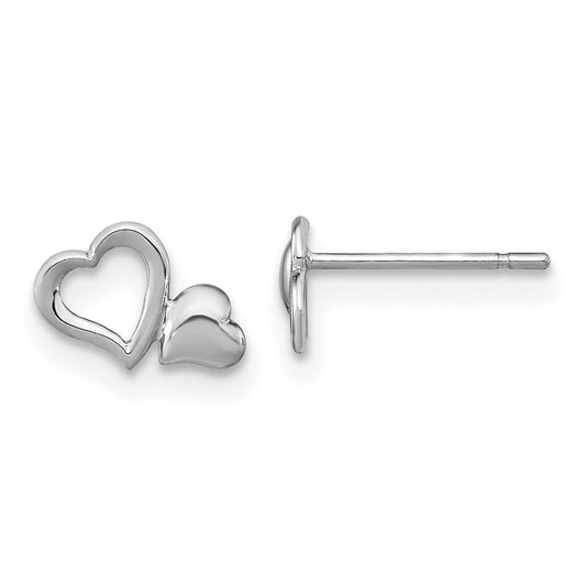 14K White Gold Madi K Heart Dangle Post Earrings