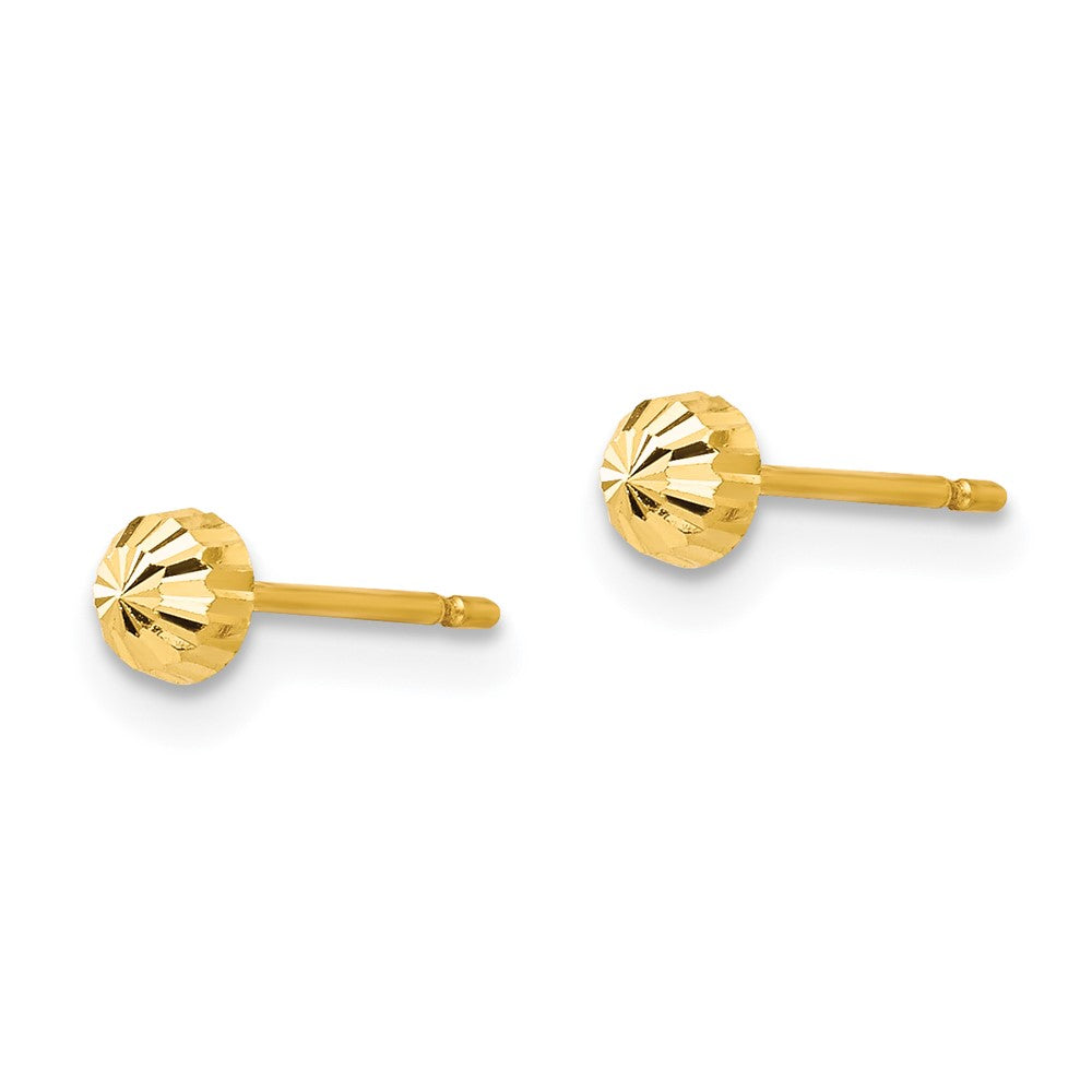 14K Yellow Gold Madi K Diamond Cut 3mm Half-Ball Post Earrings