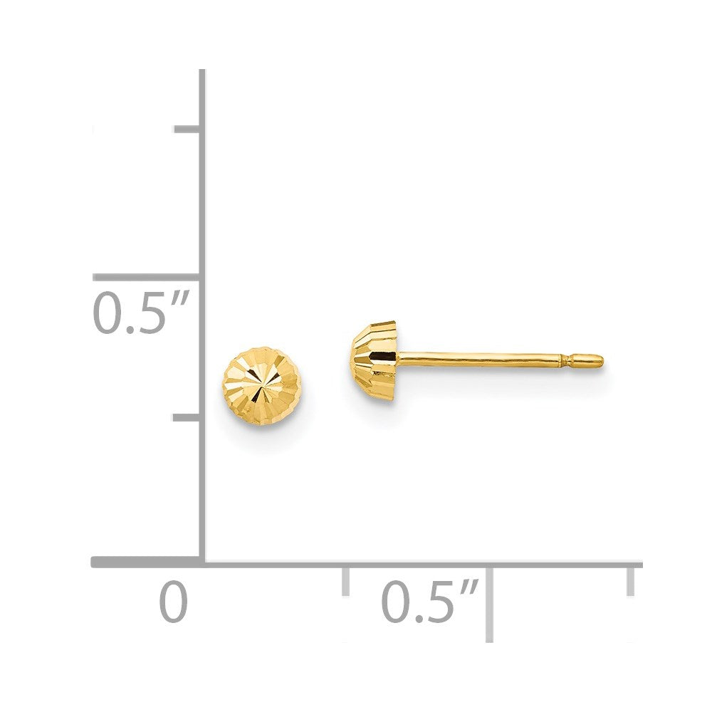 14K Yellow Gold Madi K Diamond Cut 3mm Half-Ball Post Earrings