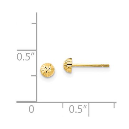 14K Yellow Gold Madi K Diamond Cut 3mm Half-Ball Post Earrings