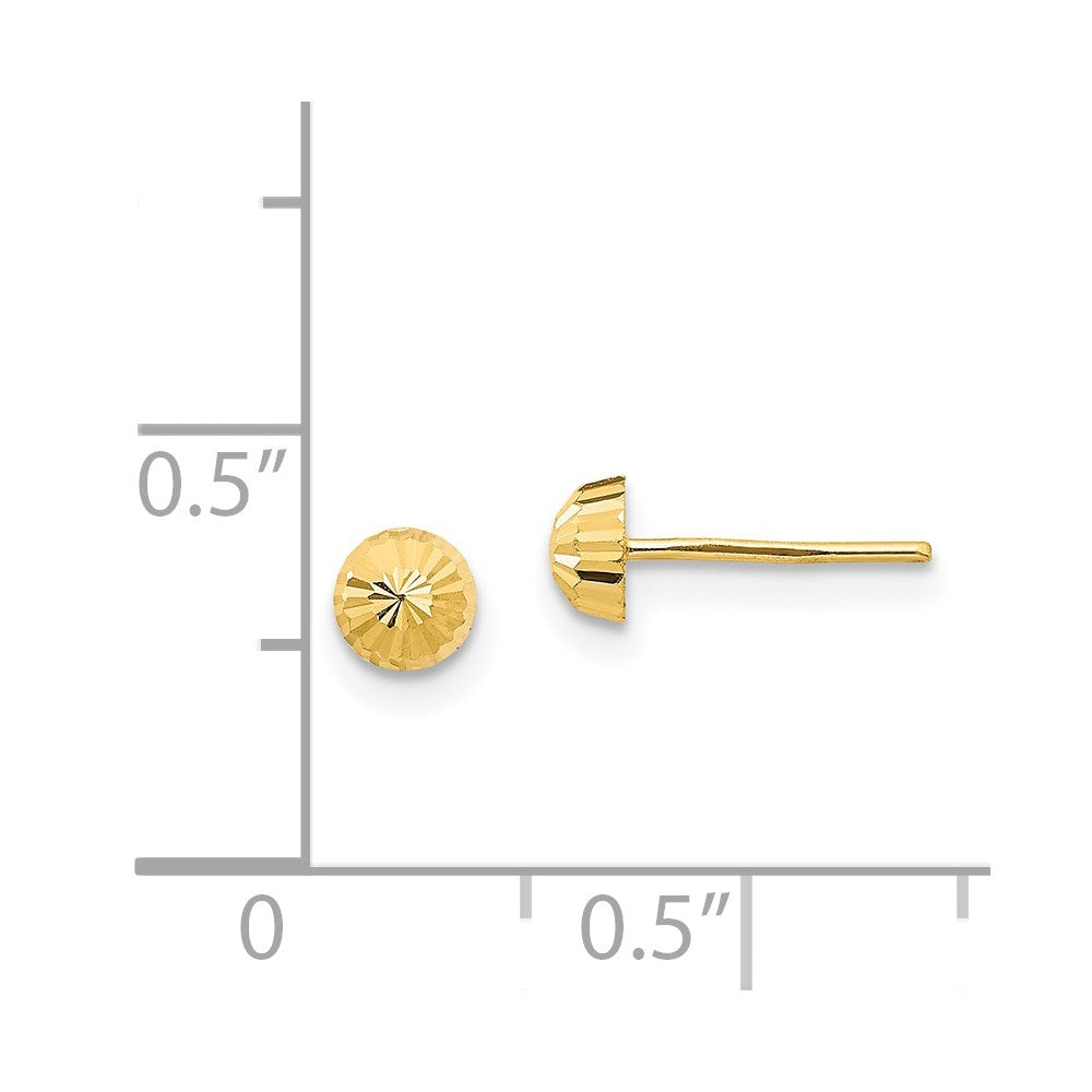14K Yellow Gold Madi K Diamond Cut 4mm Half-Ball Post Earrings