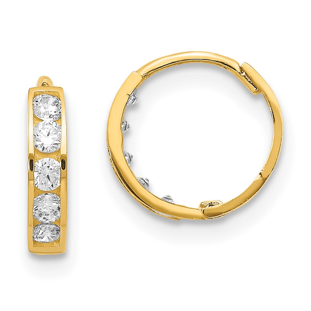 14K Yellow Gold Madi K Cz Hinged Hoop Earrings