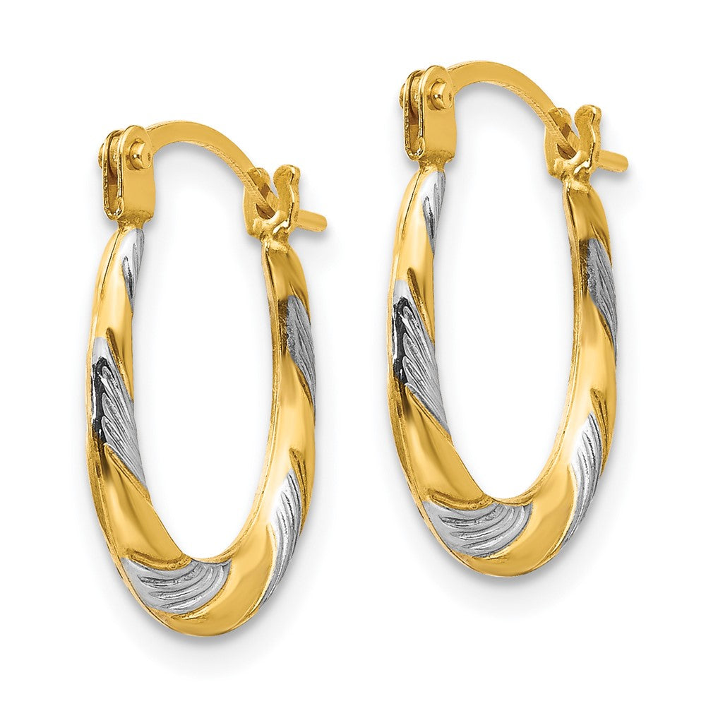 14K Yellow & Rhodium Madi K W/Rhodium Twist Hoop Earrings