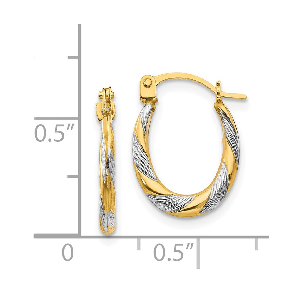 14K Yellow & Rhodium Madi K W/Rhodium Twist Hoop Earrings