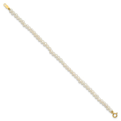 14K Yellow Gold Madi K White Fwc Pearl 15 Necklace, Earrings & 5.5 Bracelet 3Pc Set