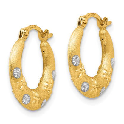 14K Yellow & Rhodium Madi K W/Rhodium Hoop Earrings