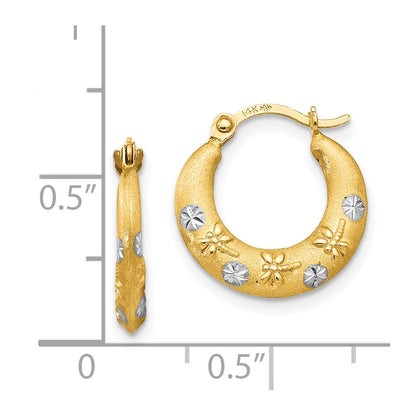 14K Yellow & Rhodium Madi K W/Rhodium Hoop Earrings
