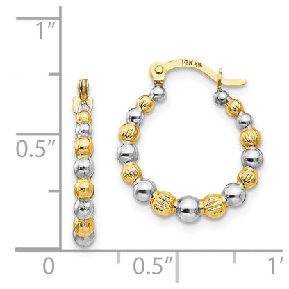 14K Yellow & Rhodium Madi K W/Rhodium Beaded Hoop Earrings
