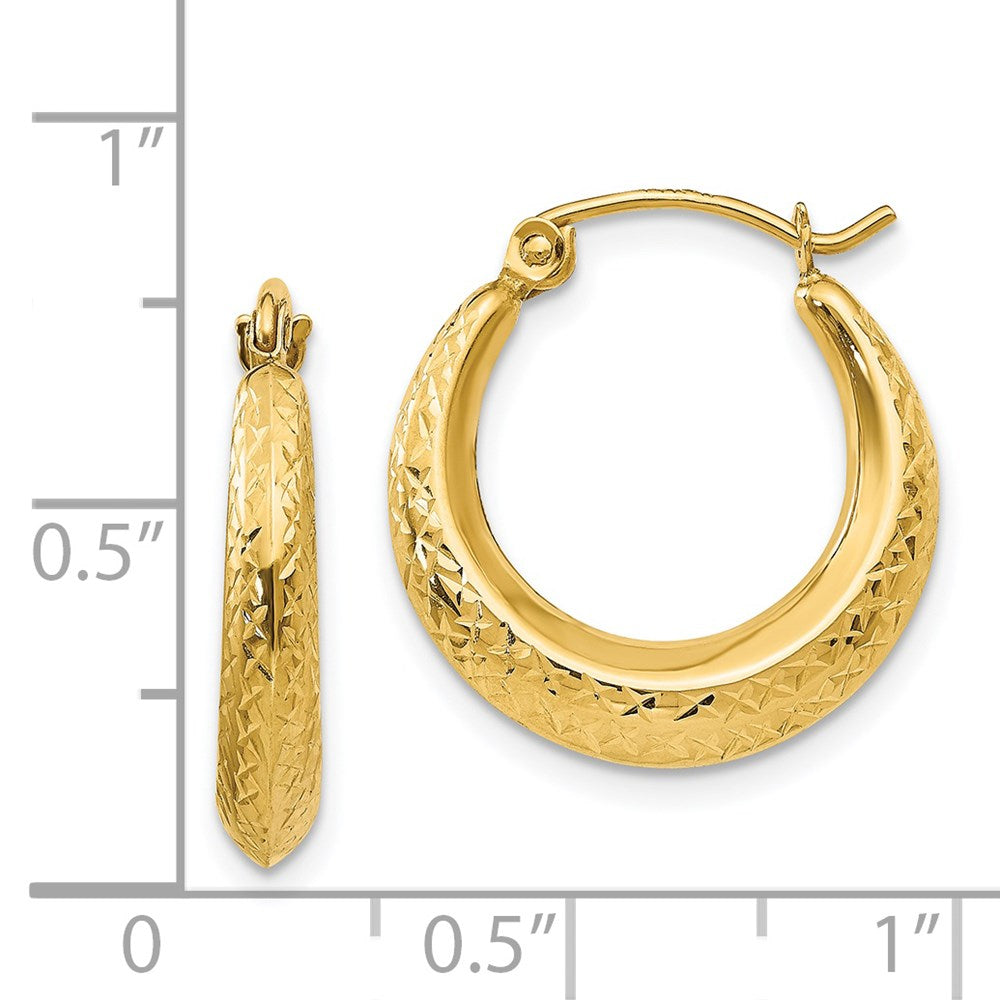 14K Yellow Gold Madi K Textured Hollow Hoop Earrings