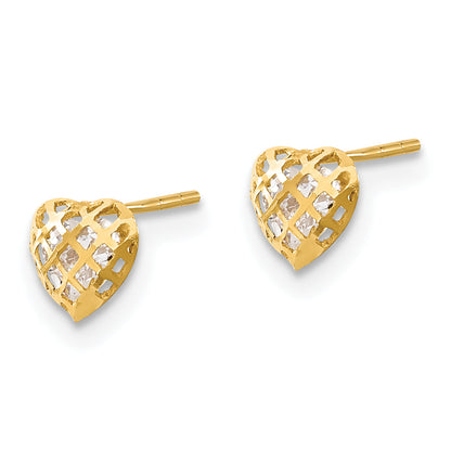 14K Yellow Gold Madi K Polished Cz Heart Post Earrings