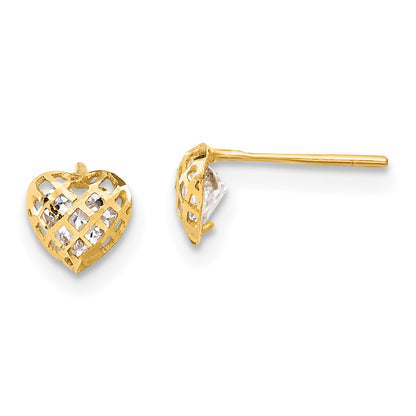 14K Yellow Gold Madi K Polished Cz Heart Post Earrings