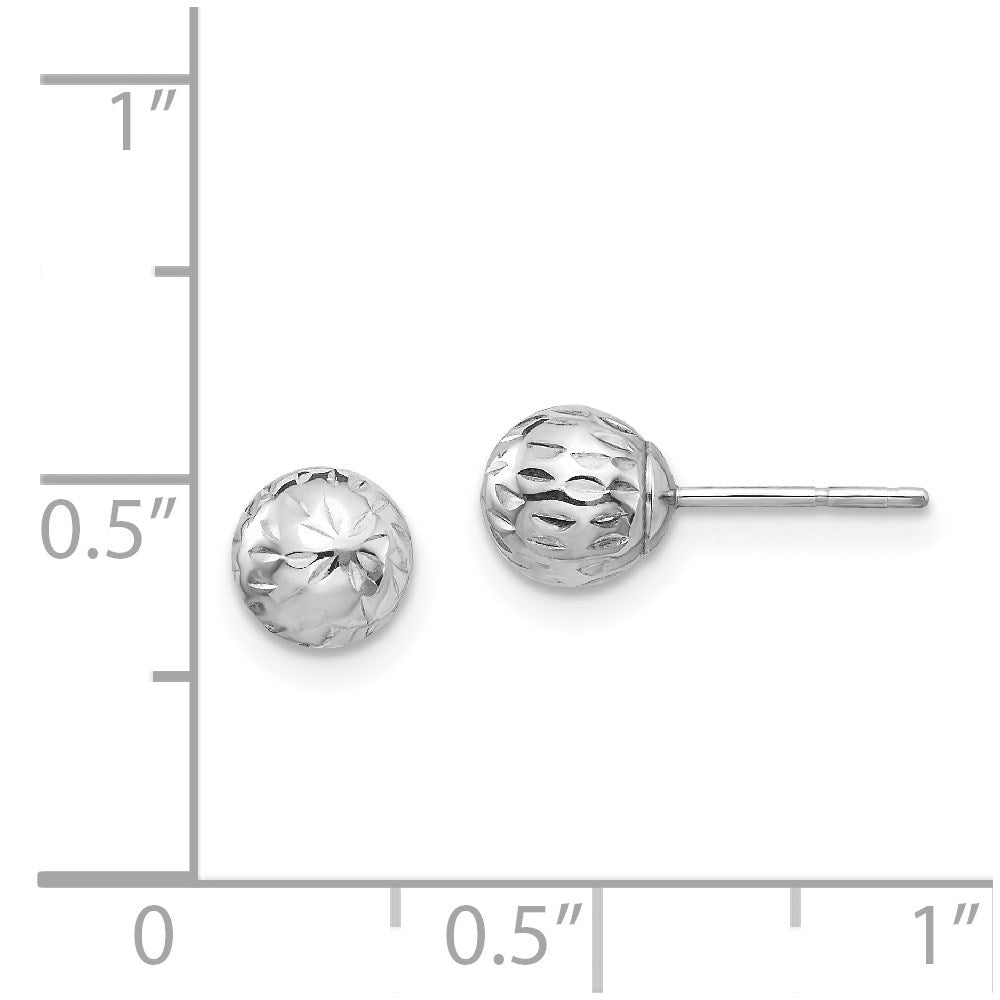 14K White Gold Madi K Diamond Cut 6M Ball Post Earrings