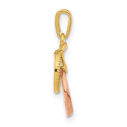 14K Yellow Gold Madi K & Rose Cz Circles Pendant