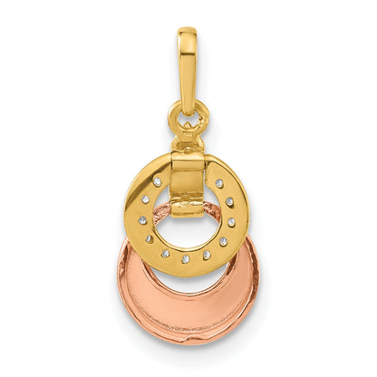14K Yellow Gold Madi K & Rose Cz Circles Pendant