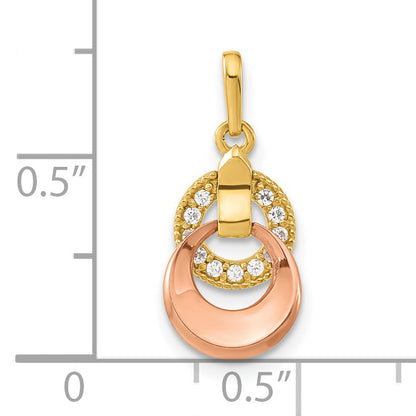 14K Yellow Gold Madi K & Rose Cz Circles Pendant