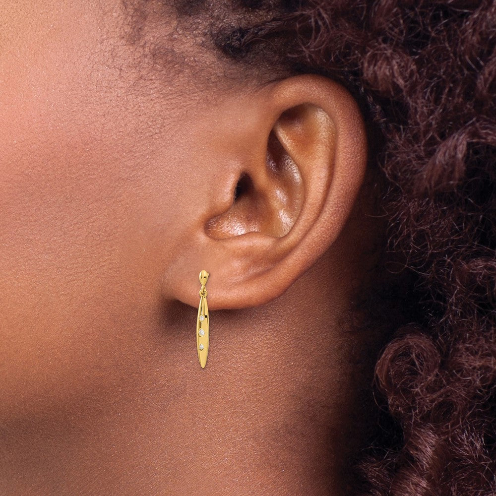 14K Yellow Gold Madi K Oval W/3-Czs Dangle Post Earrings