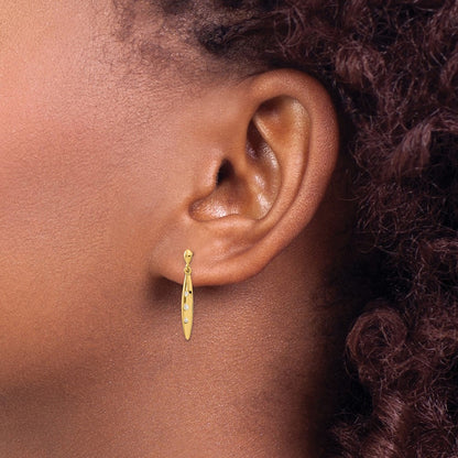 14K Yellow Gold Madi K Oval W/3-Czs Dangle Post Earrings