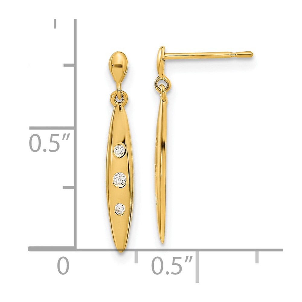 14K Yellow Gold Madi K Oval W/3-Czs Dangle Post Earrings