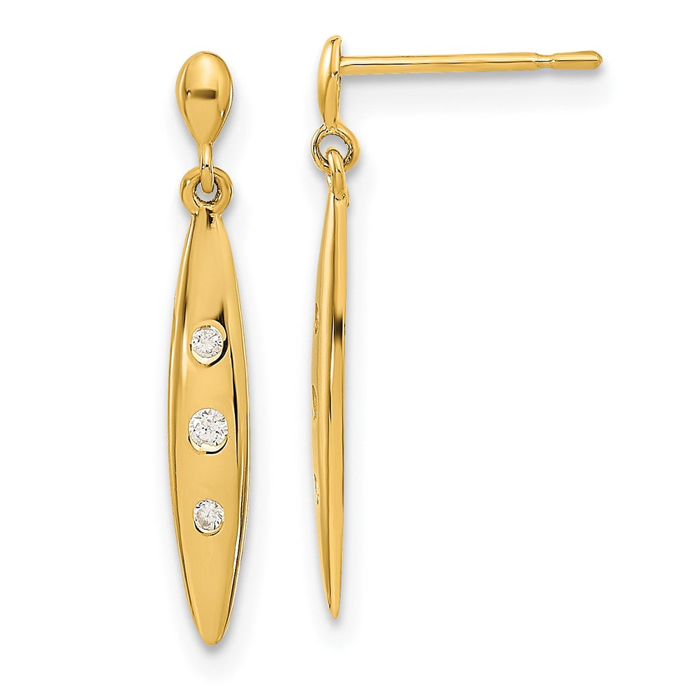 14K Yellow Gold Madi K Oval W/3-Czs Dangle Post Earrings