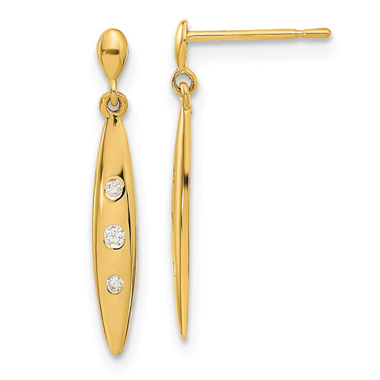 14K Yellow Gold Madi K Oval W/3-Czs Dangle Post Earrings