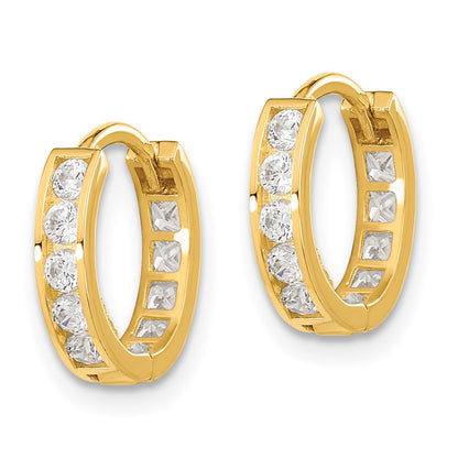 14K Yellow Gold Madi K Round/Square Cz Reversible Hinged Hoop Earrings