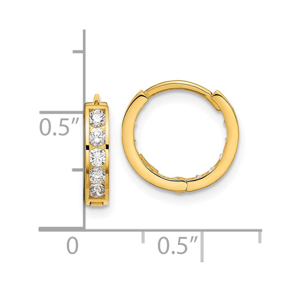 14K Yellow Gold Madi K Round/Square Cz Reversible Hinged Hoop Earrings