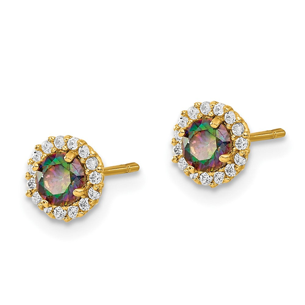 14K Yellow Gold Madi K Mystic & Clear Cz Post Earrings