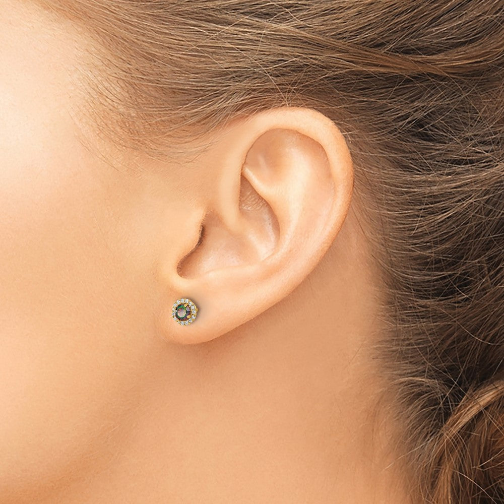 14K Yellow Gold Madi K Mystic & Clear Cz Post Earrings