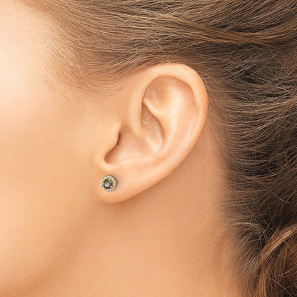 14K Yellow Gold Madi K Mystic & Clear Cz Post Earrings