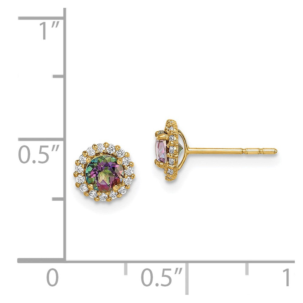 14K Yellow Gold Madi K Mystic & Clear Cz Post Earrings