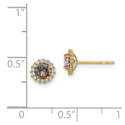 14K Yellow Gold Madi K Mystic & Clear Cz Post Earrings