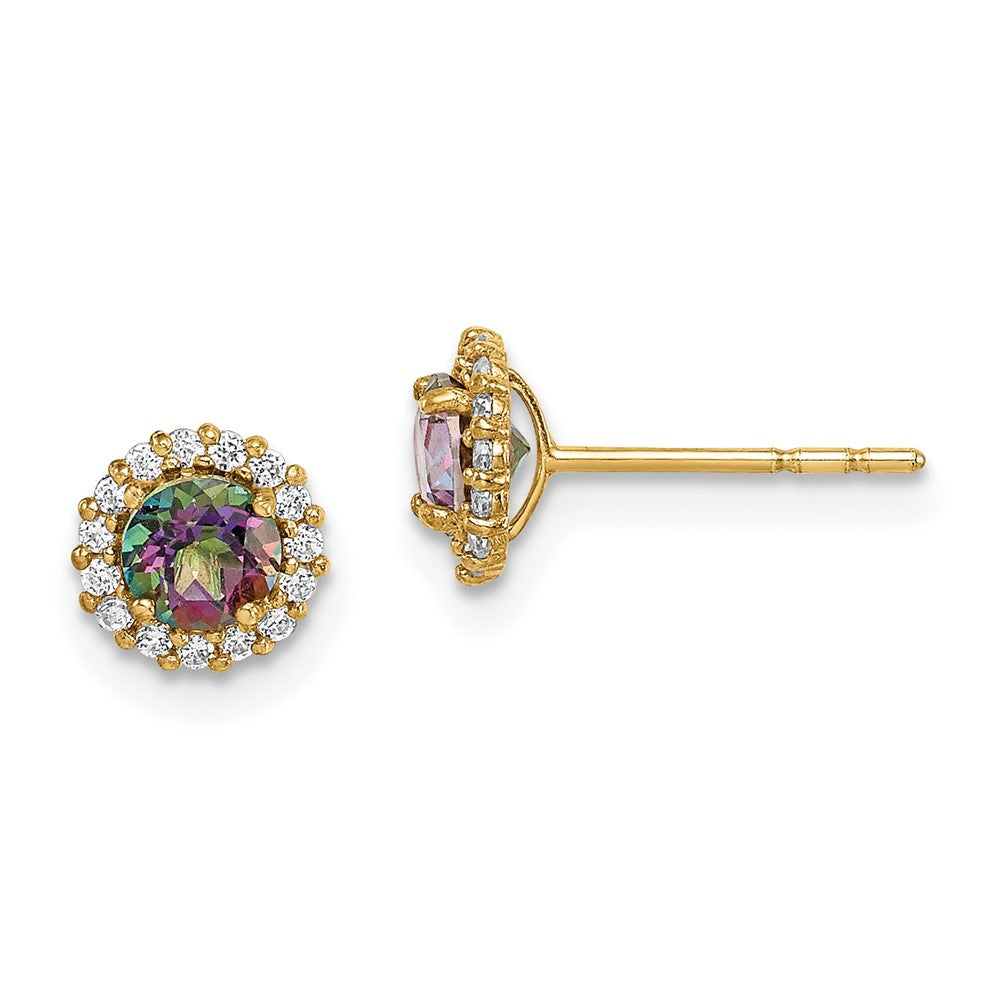 14K Yellow Gold Madi K Mystic & Clear Cz Post Earrings