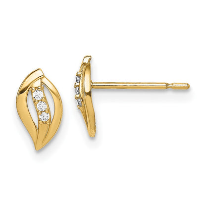 14K Yellow Gold Madi K Leaf Cz Stud Earrings