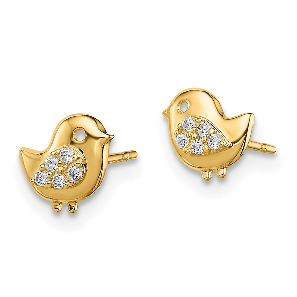 14K Yellow Gold Madi K Bird Cz Stud Earrings