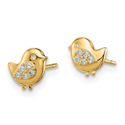 14K Yellow Gold Madi K Bird Cz Stud Earrings