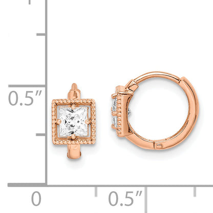 14K Rose Gold Madi K Square Cz Hoop Earrings