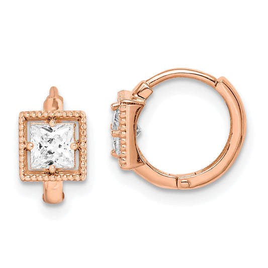 14K Rose Gold Madi K Square Cz Hoop Earrings
